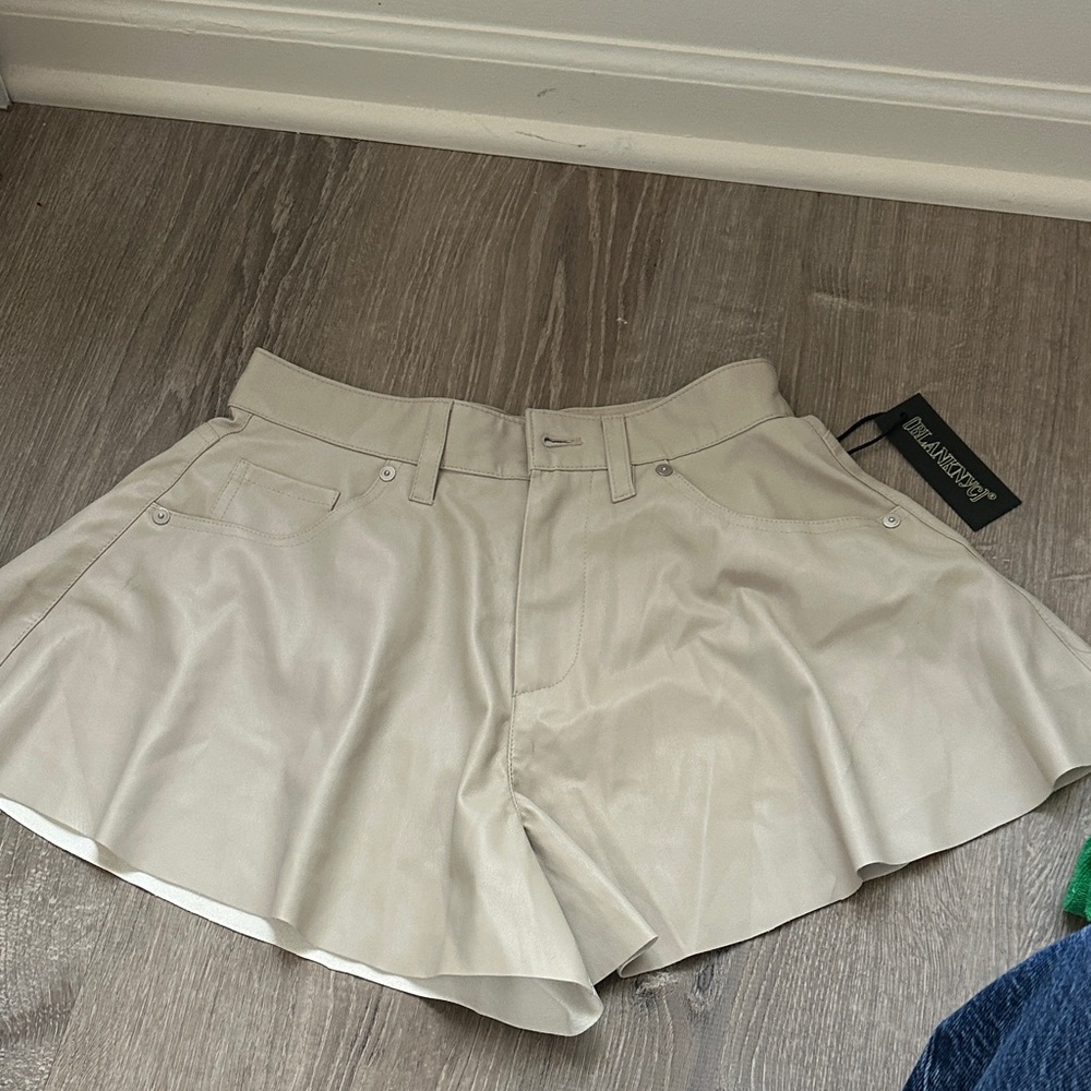 Blank NYC Light Tan Women's Flowy Faux Leather Shorts